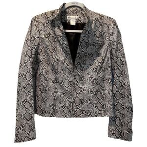 ABR New York Women's size 6 Snakeskin Print Cotton Jacket – Zip Front, High Neck